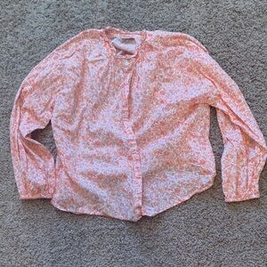 LOFT Orange and White Floral Top